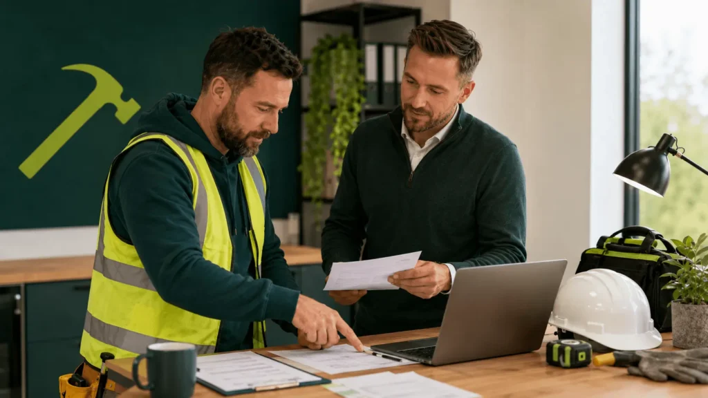 Tradesperson accountant with laptop